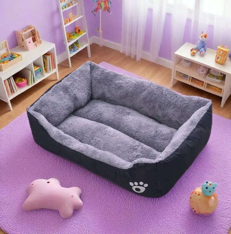 Black Dog Bed Plush Sleeping Bed