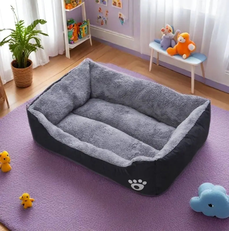Black Dog Bed Plush Sleeping Bed